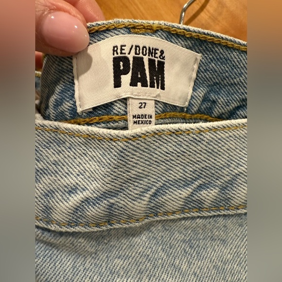 RE/DONE & PAM Mid Rise Wrap Jean Skirt Maliblue Size 27 - Picture 3 of 5
